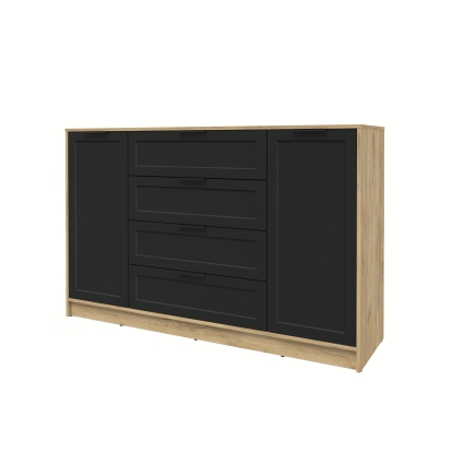 Тумба Тренд КТ-Т160 (Дуб золотой ЛДСП/ Черный ЛМДФ) Ш1600 В1020 Г451